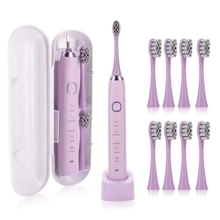 Sarmocare S100 IPX7 Waterproof Portable Sonic Electric Toothbrush with 8-brush Heads(Purple)