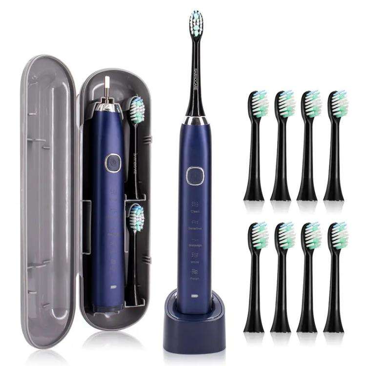 Sarmocare S100 IPX7 Waterproof Portable Sonic Electric Toothbrush with 8-brush Heads(Navy Blue)