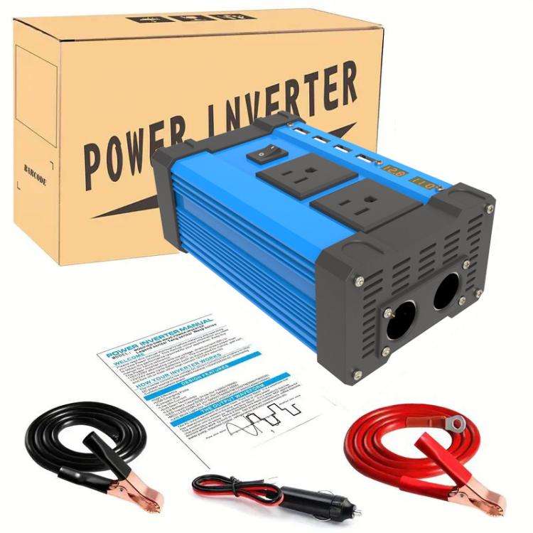 Gurxun 4 USB Ports Digital Display Modified Square Wave Inverter, Spec: 500W US Plug 12V To 110V