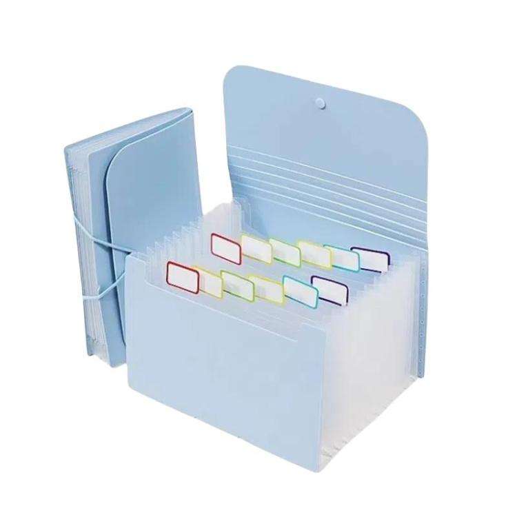 12 Pockets A6 File Organizer Expanding File Folders for Storage and Organization Natural Inner(Blue)
