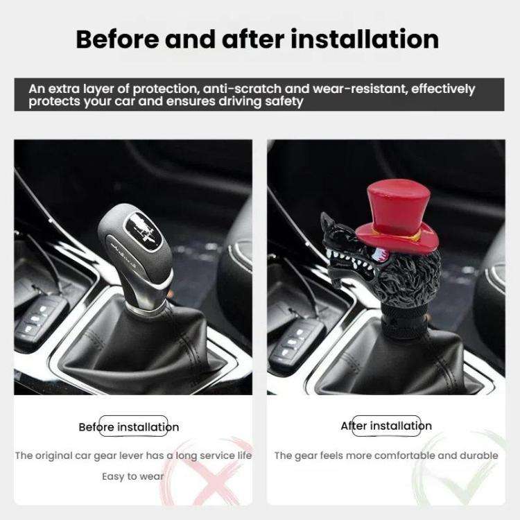 Wolf Head Detachable Car Manual Gear Lever Modification(Red)