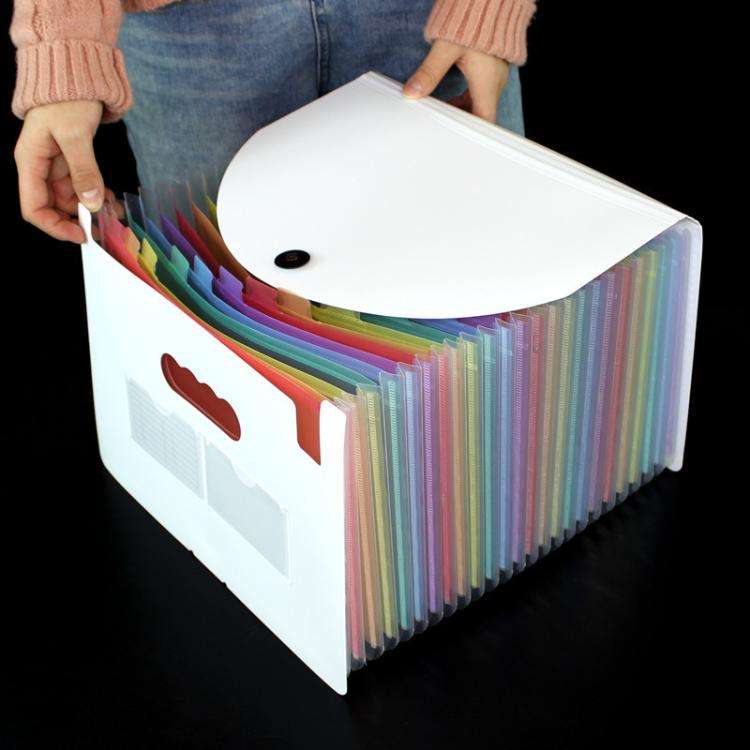 13 Pockets  A4 Accordion File Organizer Expanding File Folders For Storage And Organization White
