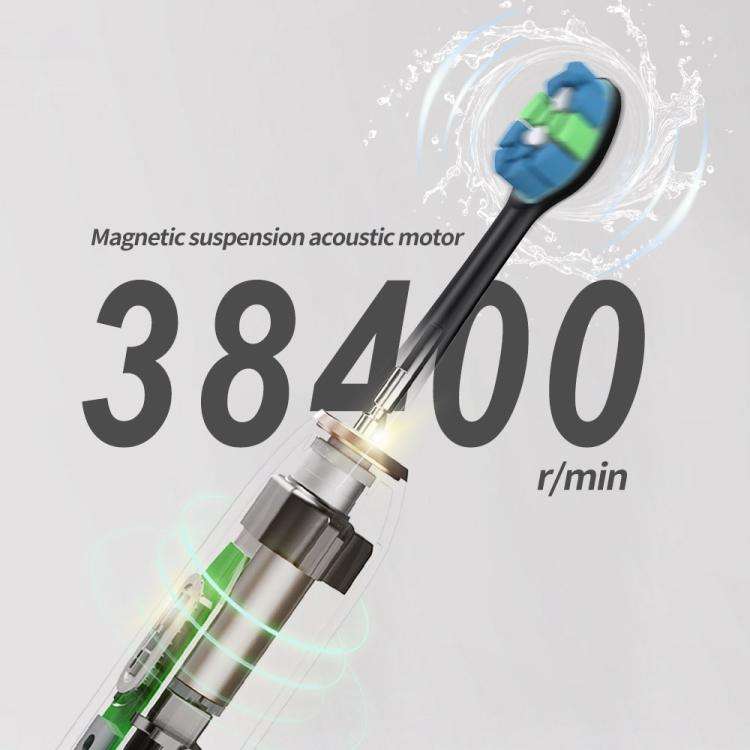 IPX7 Waterproof Smart Portable Sonic Electric Toothbrush with 6-brush Heads(Black)