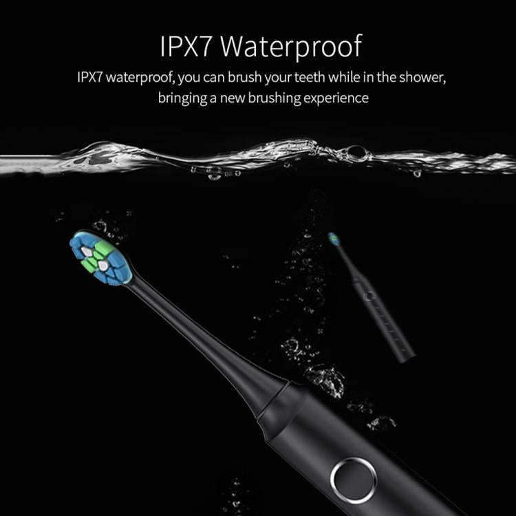 IPX7 Waterproof Smart Portable Sonic Electric Toothbrush with 6-brush Heads(Black)