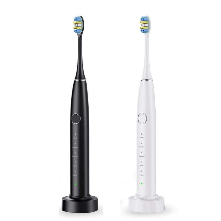 IPX7 Waterproof Portable Rechargeable Sonic Wireless Electric Toothbrush with 6-brush Heads(White)