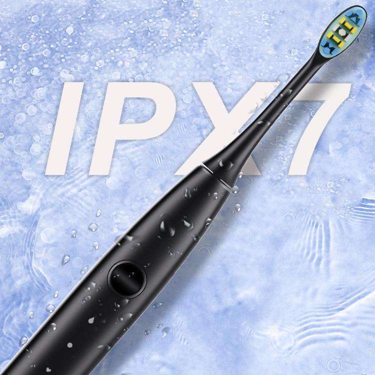 IPX7 Waterproof Portable Rechargeable Sonic Wireless Electric Toothbrush with 6-brush Heads(Black)