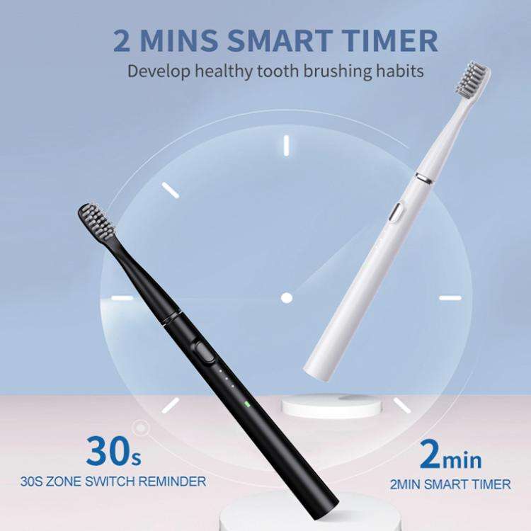 M200 IPX7 Waterproof Smart Timing Portable Electric Toothbrush with 6-brush Heads(White)