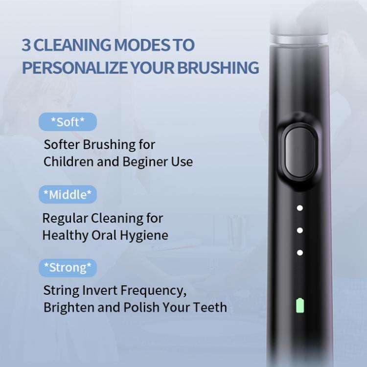 M200 IPX7 Waterproof Smart Timing Portable Electric Toothbrush with 6-brush Heads(White)