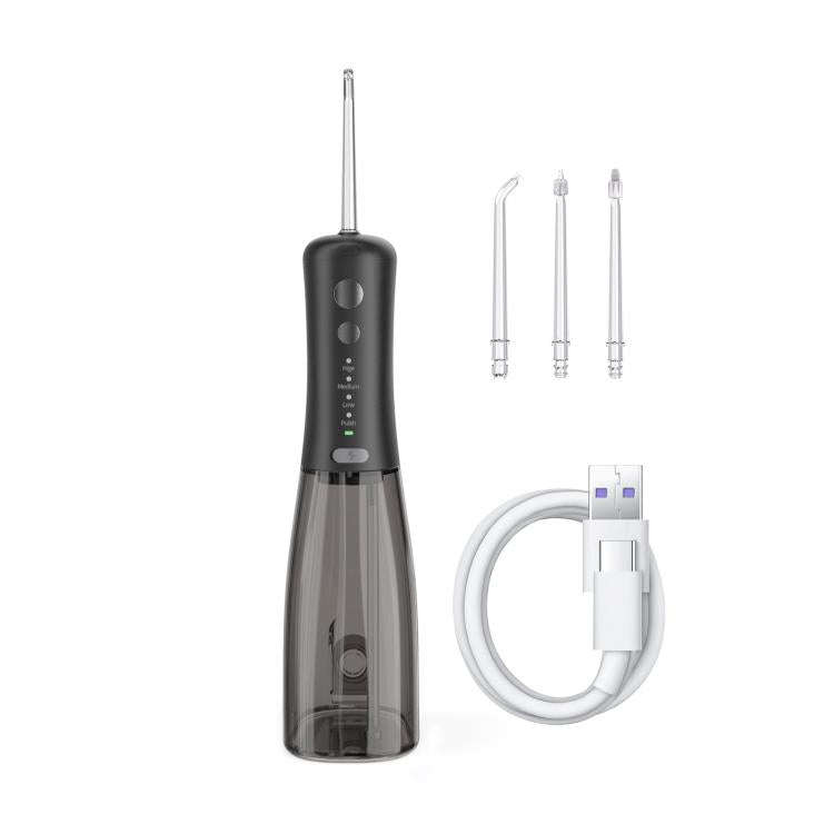 F500 IPX7 Waterproof 350ml Rechargeable Portable Handheld Pulse Electric Flosser(Black)