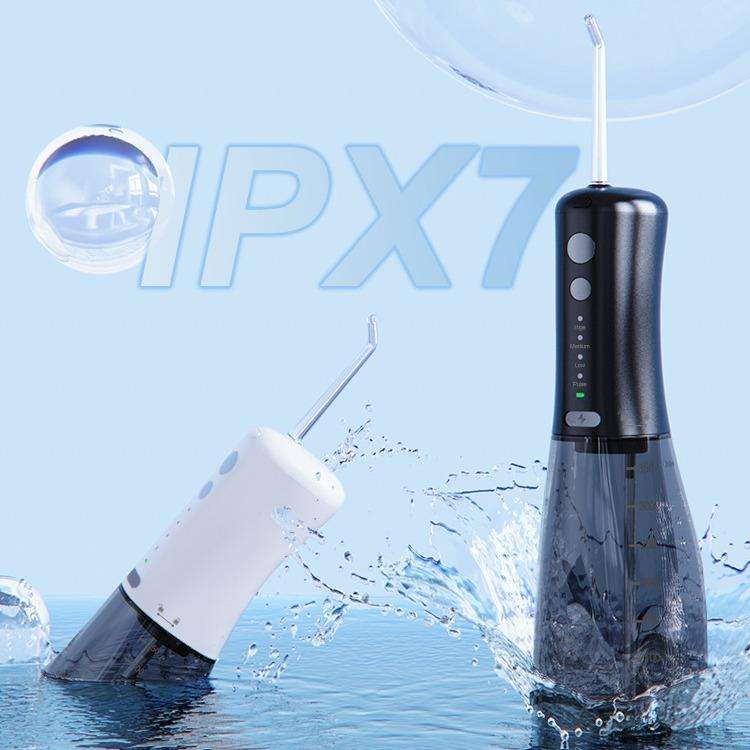 F500 IPX7 Waterproof 350ml Rechargeable Portable Handheld Pulse Electric Flosser(Black)