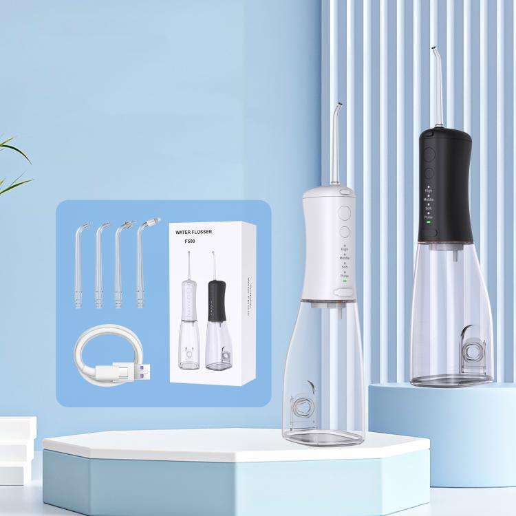 F500 IPX7 Waterproof 350ml Rechargeable Portable Handheld Pulse Electric Flosser(White)