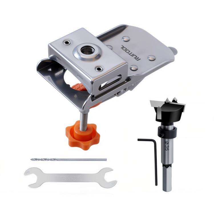 6 In 1 RUITOOL Stainless Steel Hinge Puncher Locator Adjustable Margin Quick Jig Woodworking Clos...