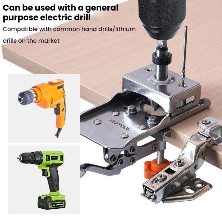 6 In 1 RUITOOL Stainless Steel Hinge Puncher Locator Adjustable Margin Quick Jig Woodworking Clos...