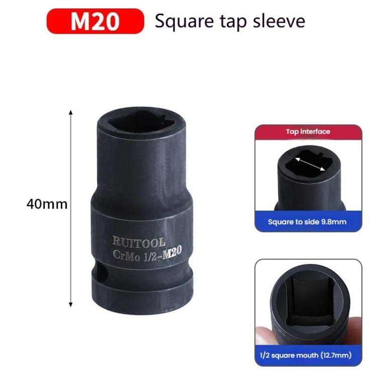 RUITOOL 1/2 inch Tap Socket Pneumatic Wrench Square Socket Inner Quarter Square Hole Wrench Tool,...