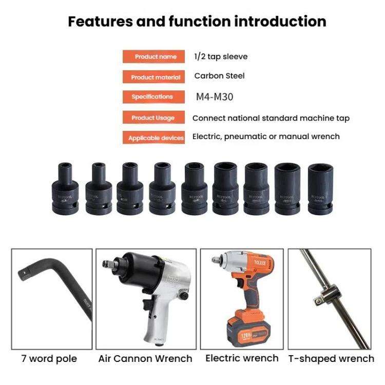 RUITOOL 1/2 inch Tap Socket Pneumatic Wrench Square Socket Inner Quarter Square Hole Wrench Tool,...