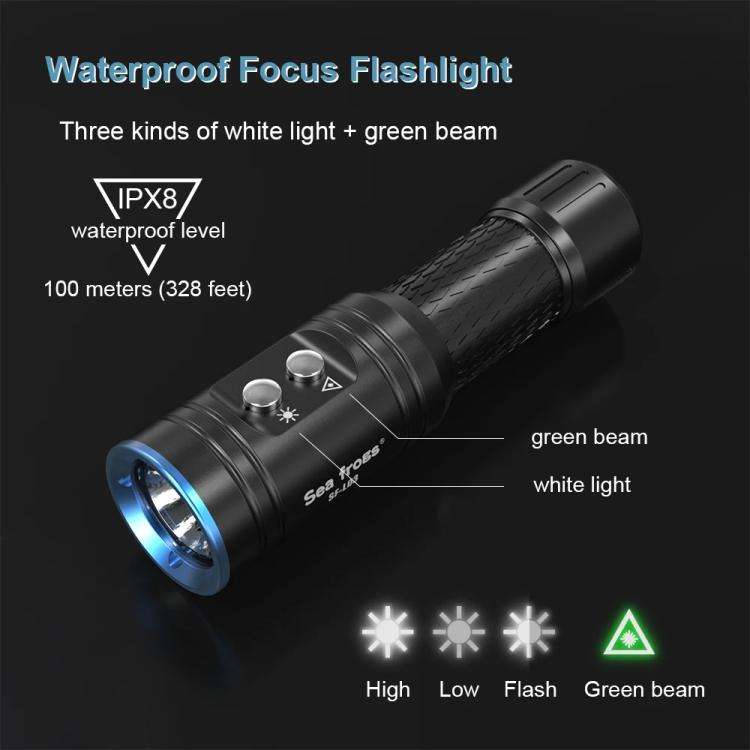 Sea Frogs  SF-L03 100m/325FT IPX8 Underwater Video Light 1000 lm Diving Flashlight(Blue)
