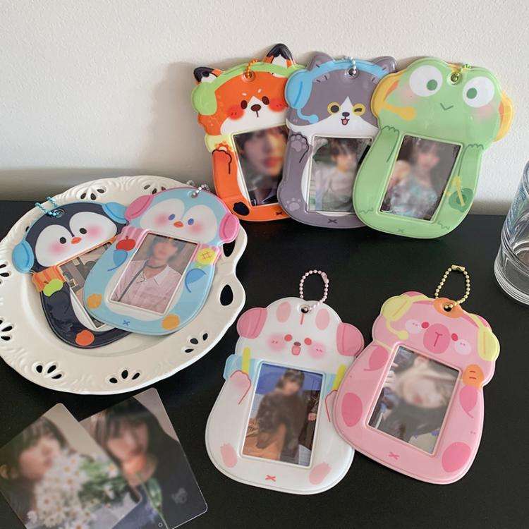 Hisocute Student Cartoon PVC Transparent Card Holder Cute Animal 3-Inch Idol Album Photo Card Cas...