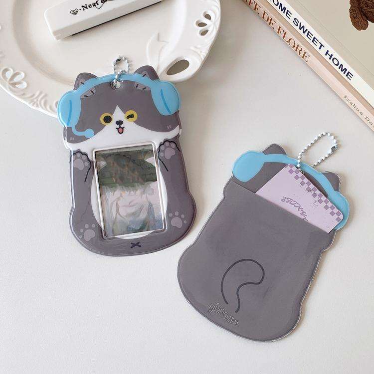 Hisocute Student Cartoon PVC Transparent Card Holder Cute Animal 3-Inch Idol Album Photo Card Cas...