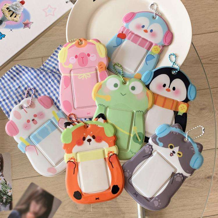 Hisocute Student Cartoon PVC Transparent Card Holder Cute Animal 3-Inch Idol Album Photo Card Cas...