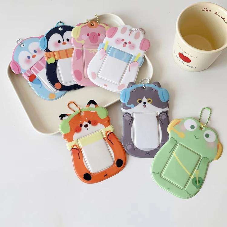 Hisocute Student Cartoon PVC Transparent Card Holder Cute Animal 3-Inch Idol Album Photo Card Cas...