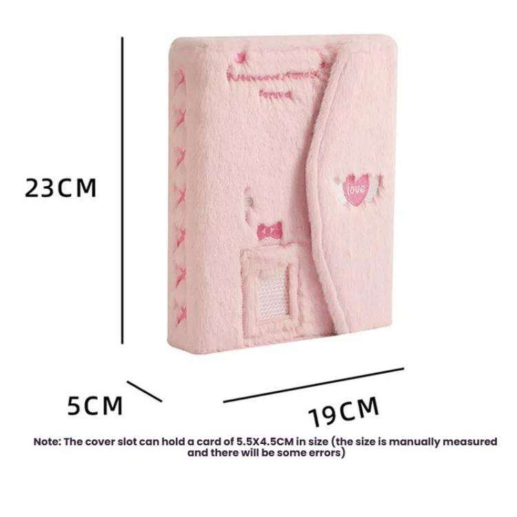 Hisocute Embroidered Plush Six Hole Magnetic Album A5 Card Album Binder Student Storage Booklet(P...