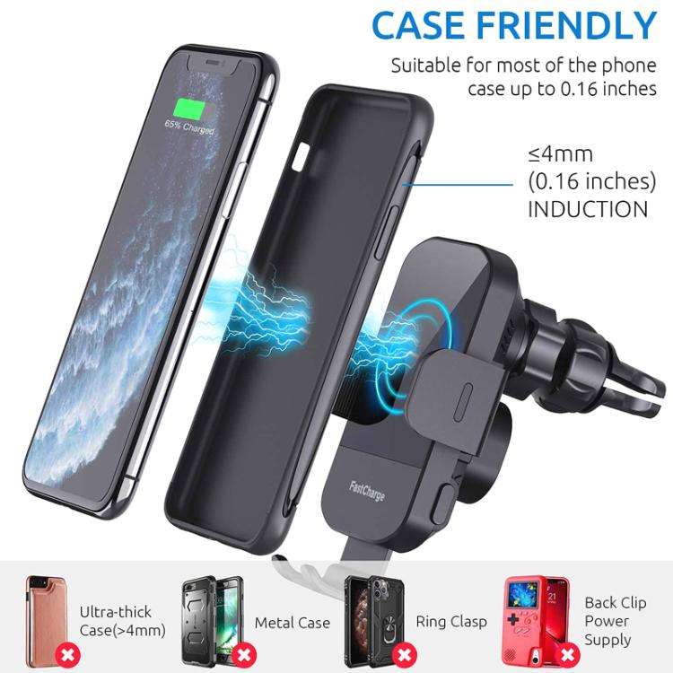 15W Car-mounted Smart Induction Wireless Charging Mobile Phone Holder(With Suction Cup Holder)