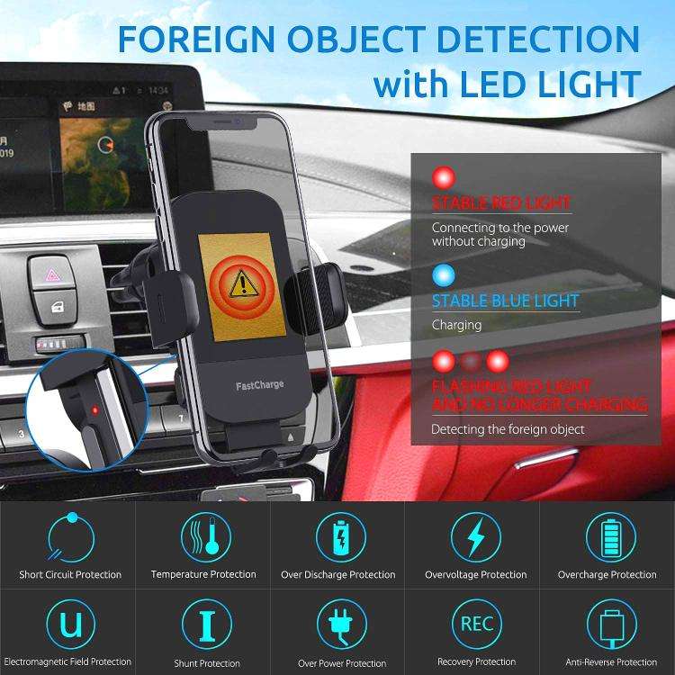 15W Car-mounted Smart Induction Wireless Charging Mobile Phone Holder(With Suction Cup Holder)