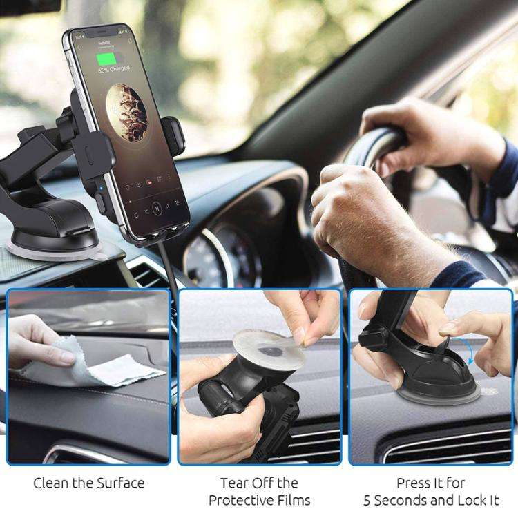 15W Car-mounted Smart Induction Wireless Charging Mobile Phone Holder(With Suction Cup Holder)