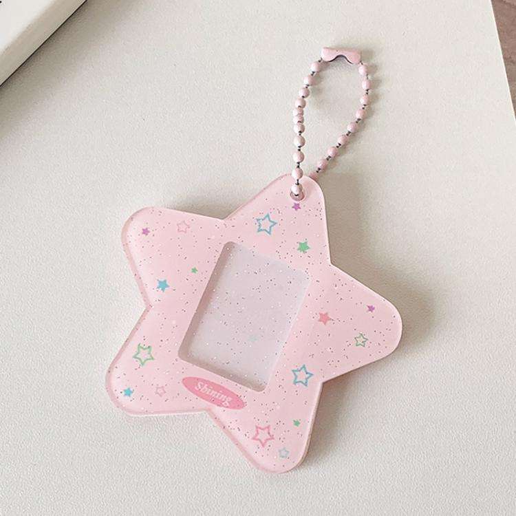 Hisocute Cartoon Pentagram 1 Inch Photo Frame Pendant Students Keychain Chasing Star Card Holder ...