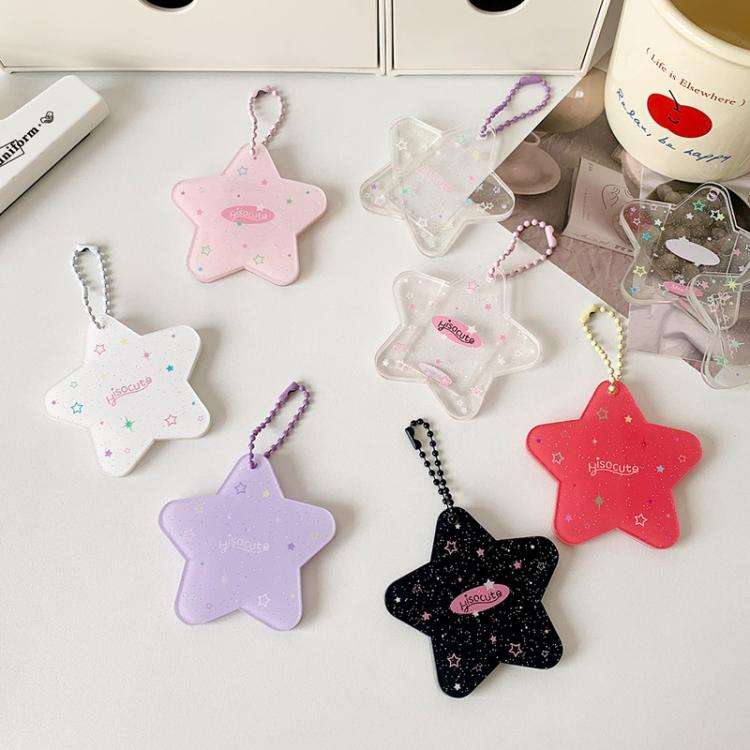 Hisocute Cartoon Pentagram 1 Inch Photo Frame Pendant Students Keychain Chasing Star Card Holder ...