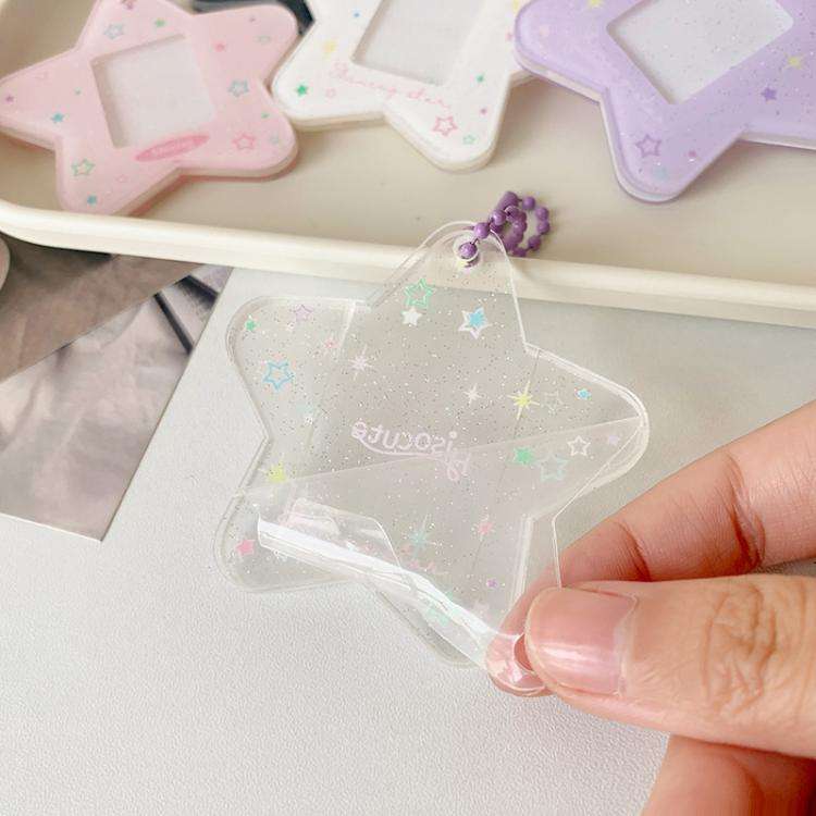 Hisocute Cartoon Pentagram 1 Inch Photo Frame Pendant Students Keychain Chasing Star Card Holder ...