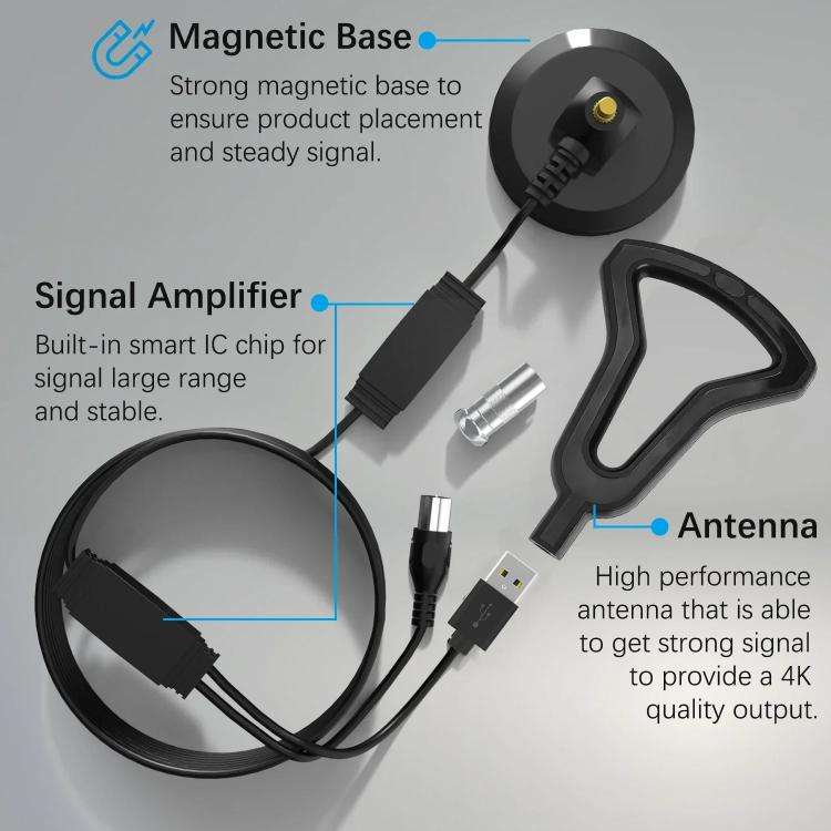 5M Digital TV Antenna Indoor Outdoor Signal Receiver DVB-T2 Terrestrial Wave TV Antenna