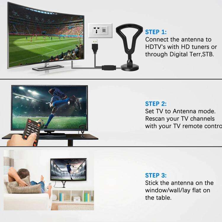 5M Digital TV Antenna Indoor Outdoor Signal Receiver DVB-T2 Terrestrial Wave TV Antenna