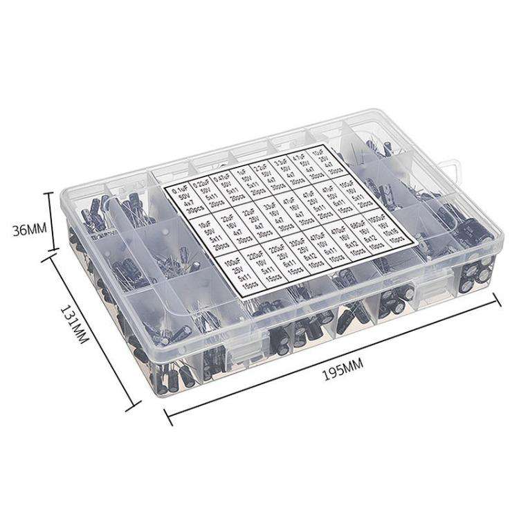 500pcs / Box 0.1uF-1000uF 24 Specifications Electrolytic Capacitor Kits