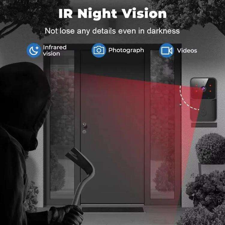 M8 WiFi Video Doorbell Supports Tuya APP Remote HD Night Vision Voice Intercom(Black)