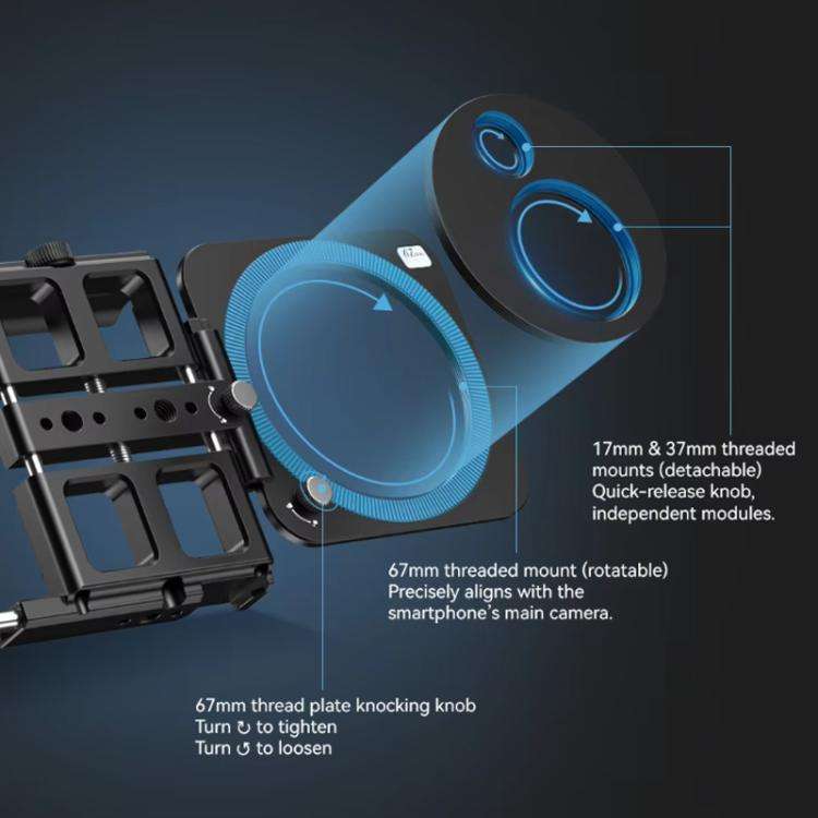 APEXEL VideoRig 2 Pro Smart Bluetooth Handle Mobile Photography Rabbit Cage Set(Black)
