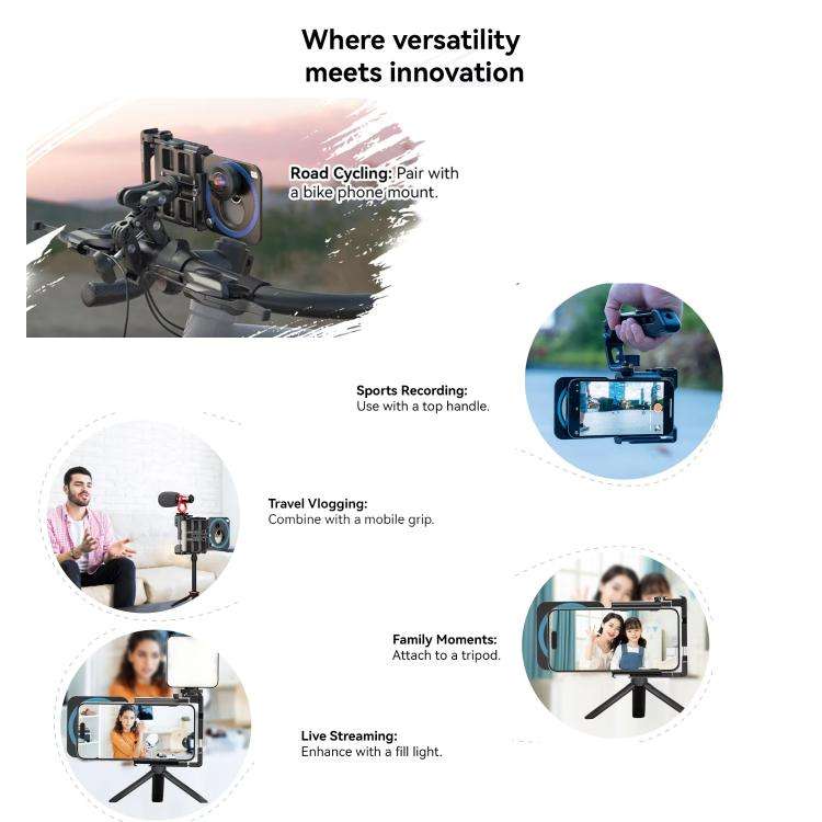 APEXEL VideoRig 2 Pro Smart Bluetooth Handle Mobile Photography Rabbit Cage Set(Black)