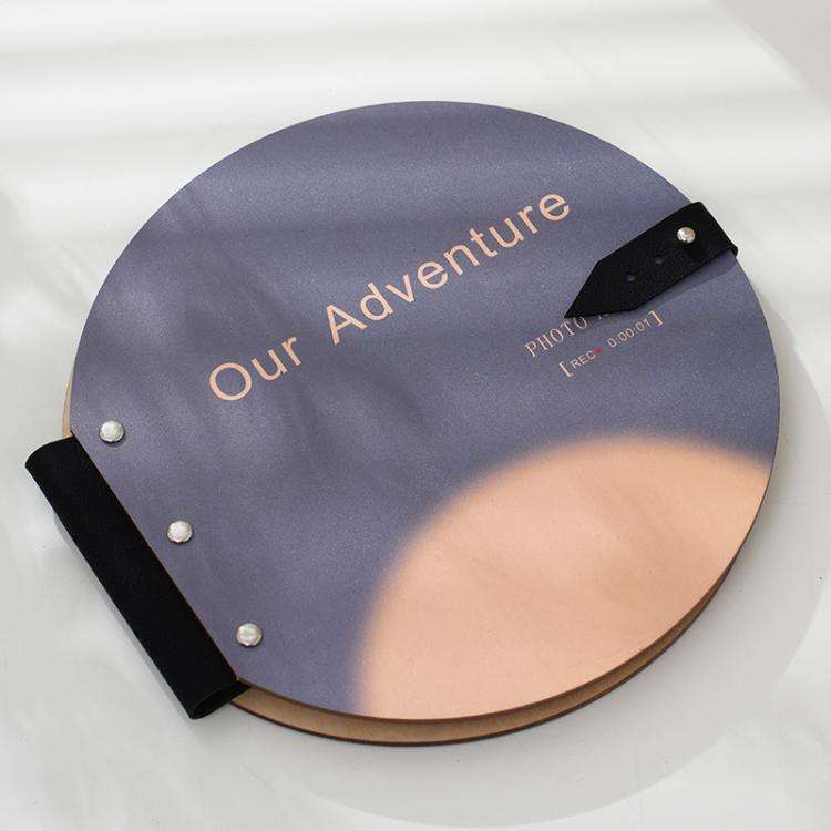 Wooden Round Photo Album Memorial Album Kids Growth Photobooks Cartoon DIY Scrapbook, Style: OUR ...
