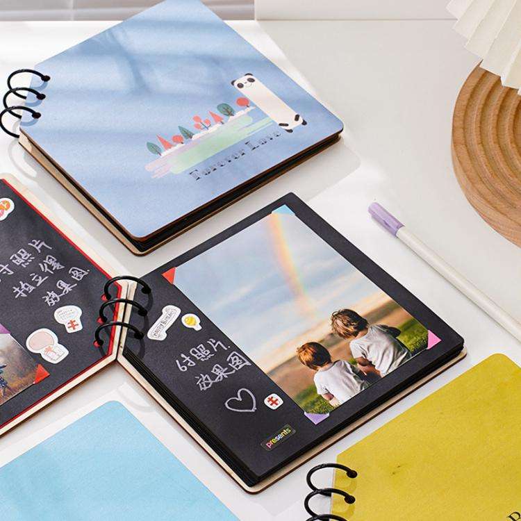 DIY Wooden Square Memorial Album Kids Growth Photo Album Cartoon Photo Book(Just For You)