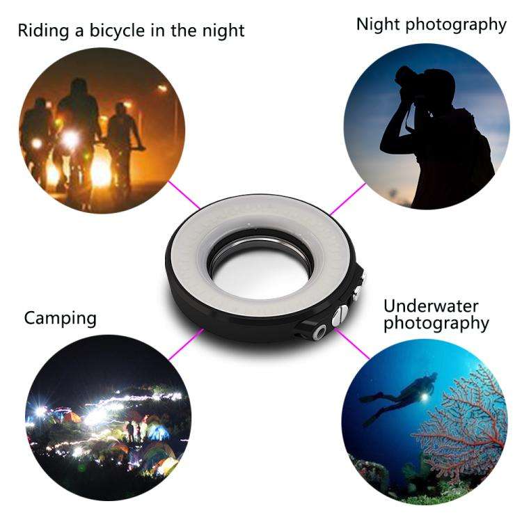 Sea Frogs SL-108 40m/130FT Underwater Photography Macro Ring Light(Black)