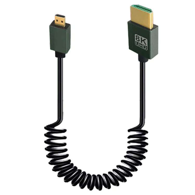 8K 60HZ HDMI 2.1 Spring Cable 0.5m Length, Spec: Micro HDMI To HDMI Straight