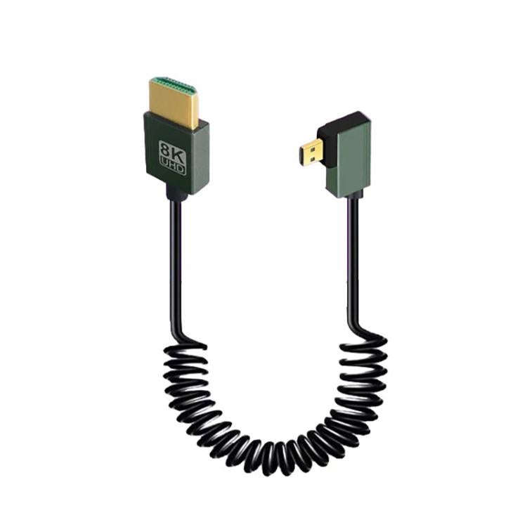 8K 60HZ HDMI 2.1 Spring Cable 0.5m Length, Spec: Micro HDMI Left Bend