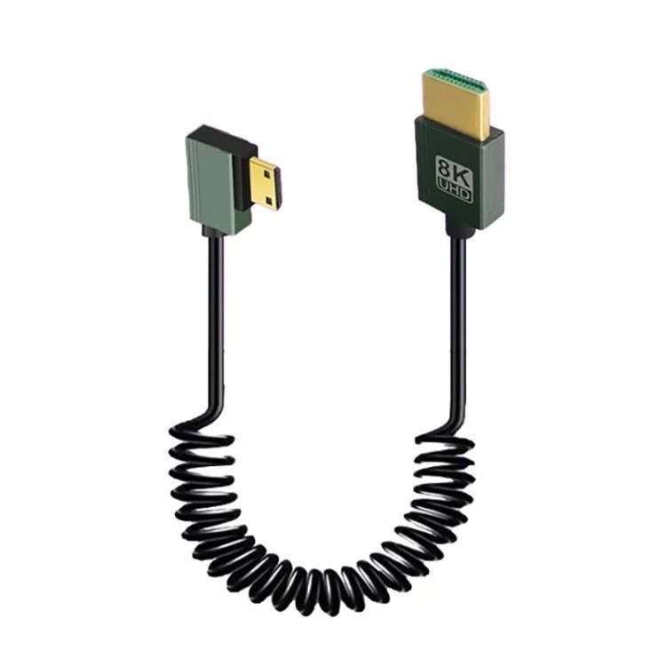 8K 60HZ HDMI 2.1 Spring Cable 0.5m Length, Spec: Mini HDMI Right Bend