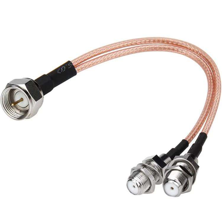 30cm F-Splitter Coaxial RF Cable F Male To Dual Female Splitter