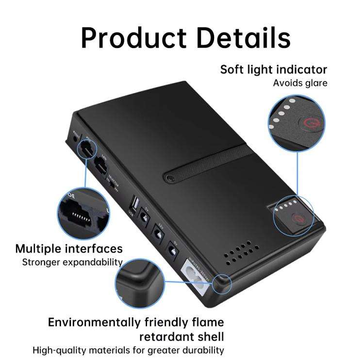 Uninterruptible Power Supply with DC Output 5V/9V/12V for Router, Modem, Security Camera, Mobile ...