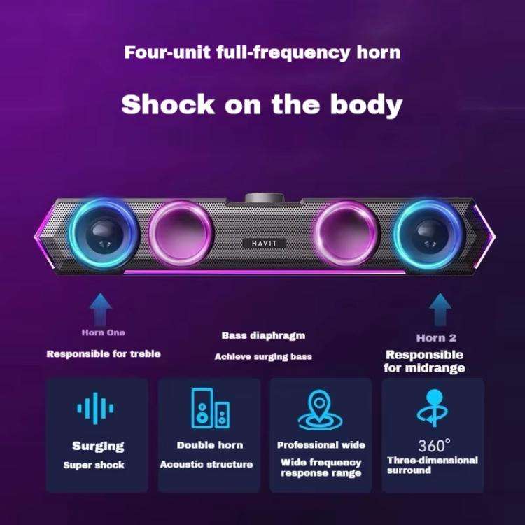 Havit M19 RGB Lighting Effect Desktop Computer Wired Speaker, Color: White Standard Version
