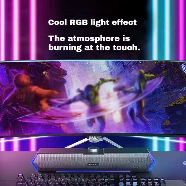 Havit M19 RGB Lighting Effect Desktop Computer Wired Speaker, Color: White Standard Version