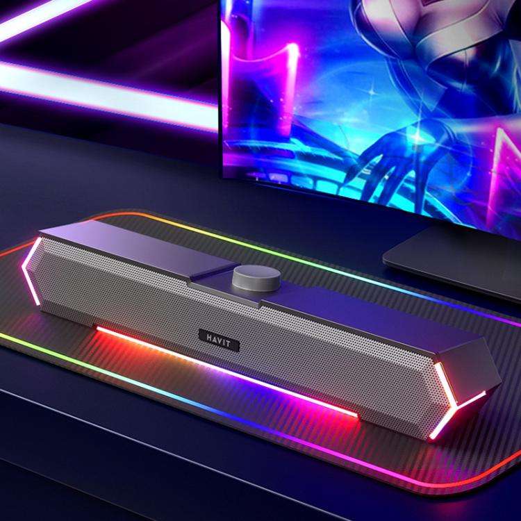Havit M19 RGB Lighting Effect Desktop Computer Wired Speaker, Color: White Standard Version