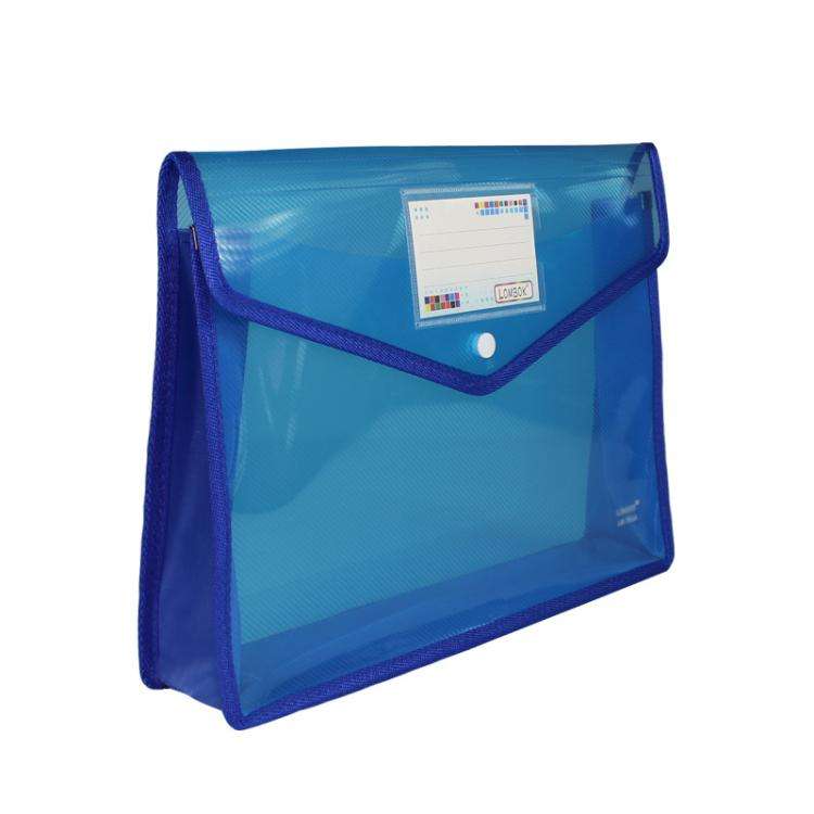 B4  Transparent File Pouch Expanding File Organizer Documents Bag with Snap Closure(Blue)
