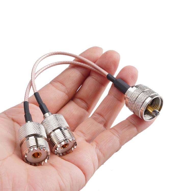 30cm UHF Male To 2 Female 1 In 2 Adapter Cable Y Type PL-259 To SO239 RG316 Coaxial Cable